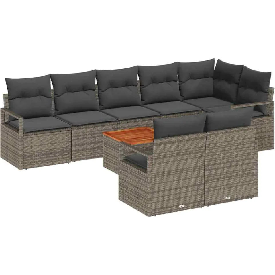 vidaXL Tuinbankenset 9 st Grijs poly rattan, foto 4