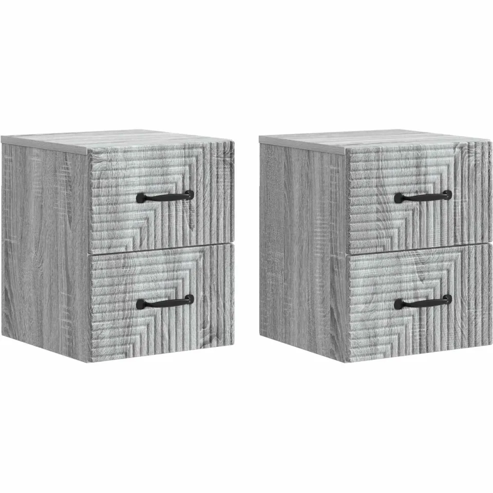 vidaXL Wandbeugel Bedkast 2 st Grijs sonoma 34,5 x 33 x 40 cm, foto 3