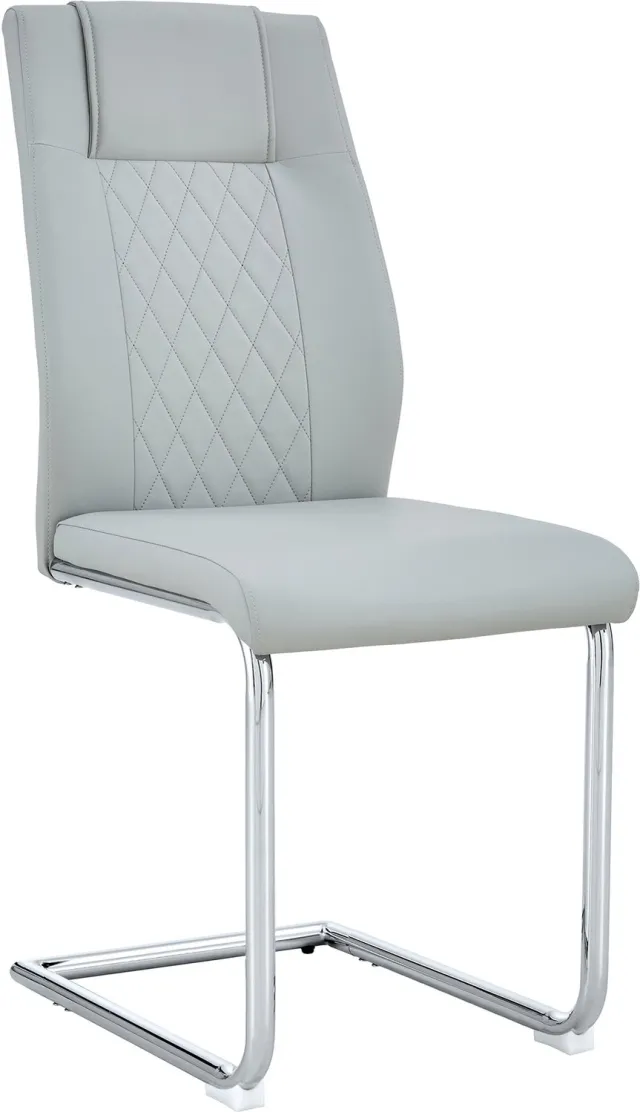 MUVANO Lichtgrijze kunstleren eetkamerstoelen set van 4 - Ergonomische rugleuning - Zilverkleurig metalen onderstel - Antislipvoetjes - Voor de eetkamer Lichtgrijs