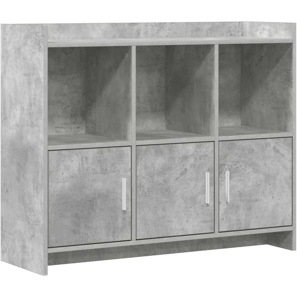 vidaXL Dressoir Betongrijs 98,5 x 33 x 80 cm Bewerkt hout grijs, foto 3
