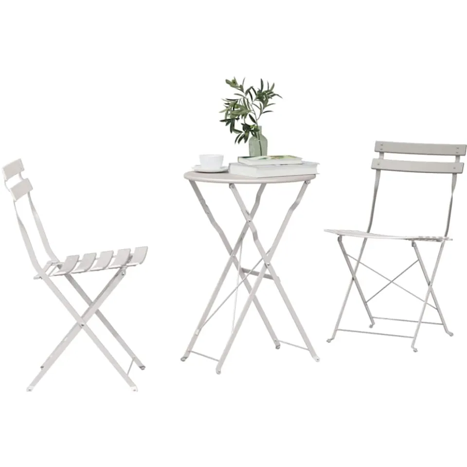 vidaXL Vouw Bistro Set 3 st Beige Staal