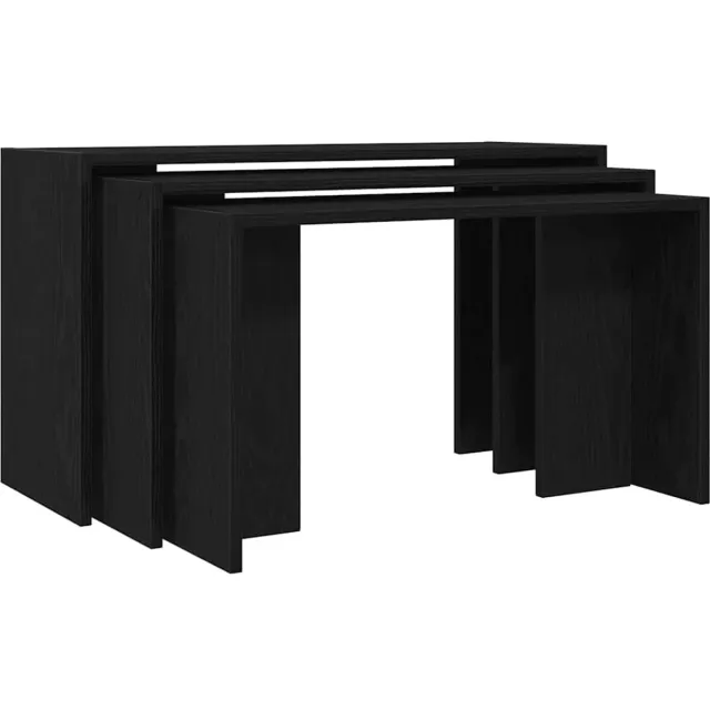 vidaXL 3-delige - Tafeltjesset - bewerkt - hout - zwart