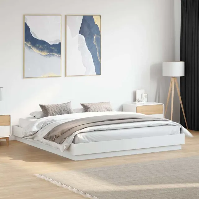 vidaXL Bedframe massief hout wit 200x200 cm