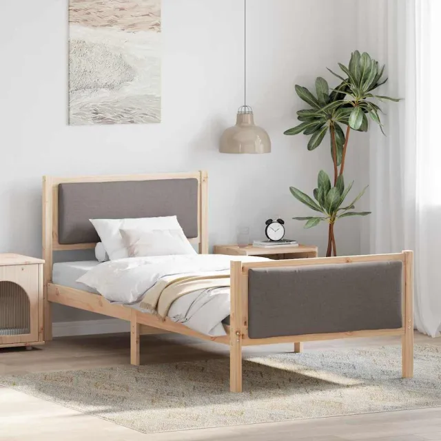 vidaXL Bedframe met hoofdeinde Taupe 90 x 190 cm Stof Bruin