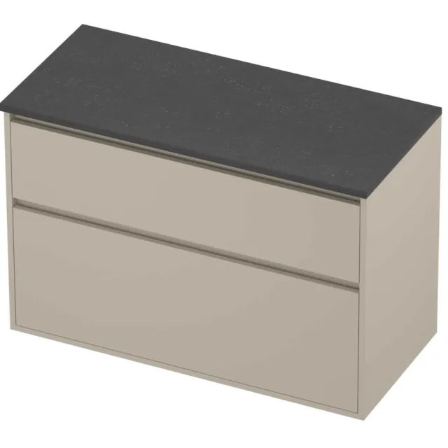 Proline Deck Badmeubelset Hardsteen Greeploos Asymmetrisch 100x46x67 cm Blue Stone Soft Linen Beige