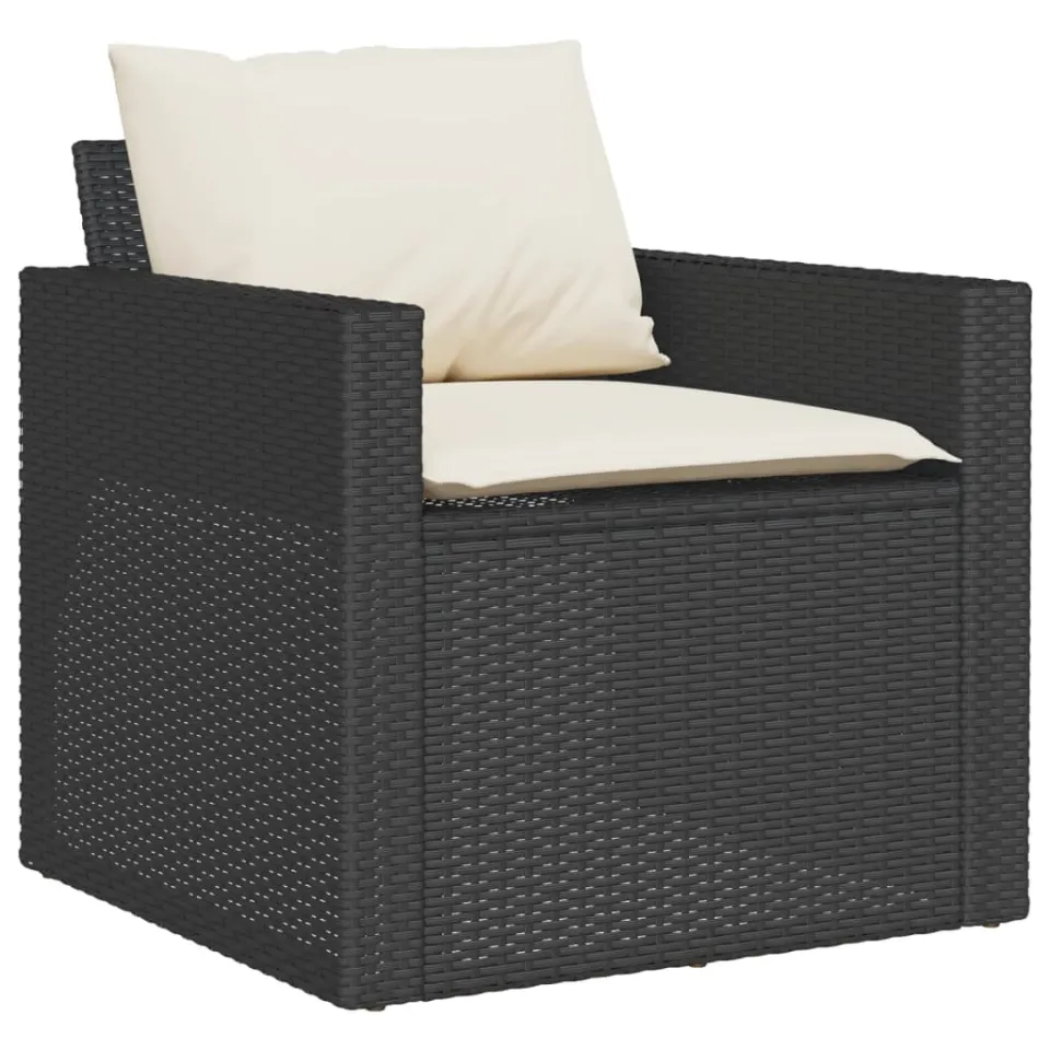 vidaXL 4-delige Loungeset met kussens poly rattan zwart, foto 4