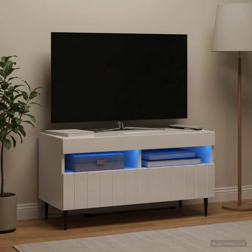 vidaXL LED tv-meubel ZWOLLE 81 x 35 x 43 cm Hoogglans Wit Bewerkt hout, foto 4