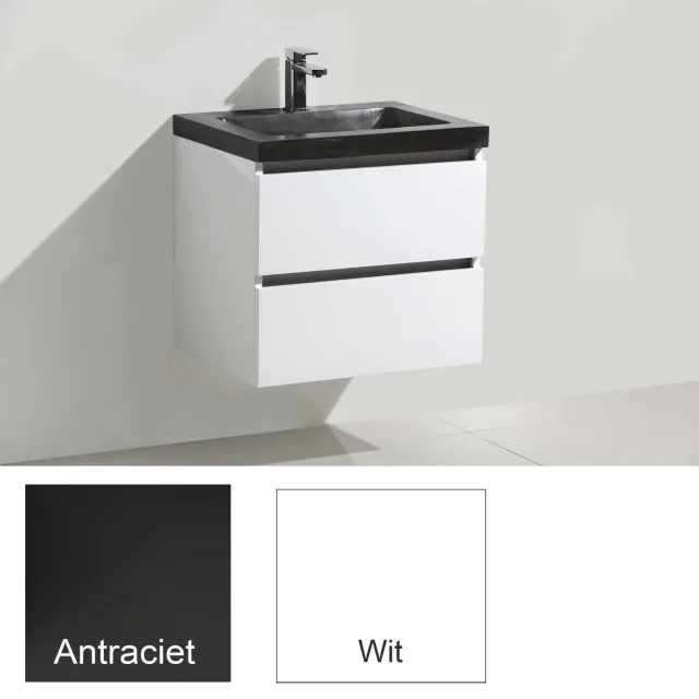 Sanilux Trend Stone badkamermeubelset wit Hoogglans Antraciet
