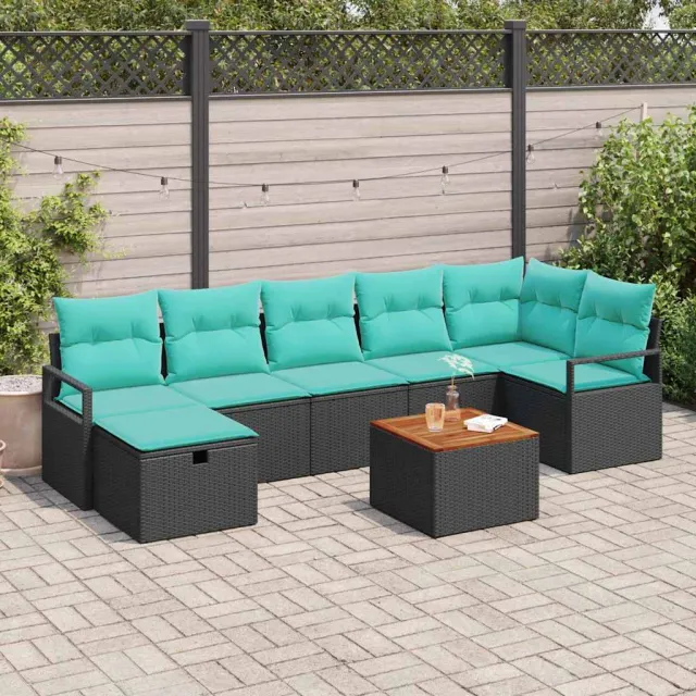 vidaXL Tuinbankenset 8 st Zwart poly rattan