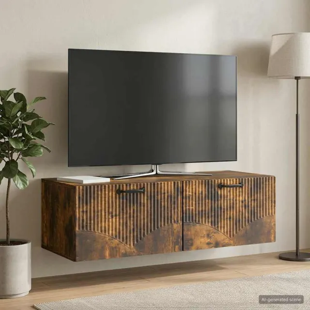 vidaXL Wandbeugel TV-kast Gerookt eiken 98 x 41 x 30 cm Bewerkt hout