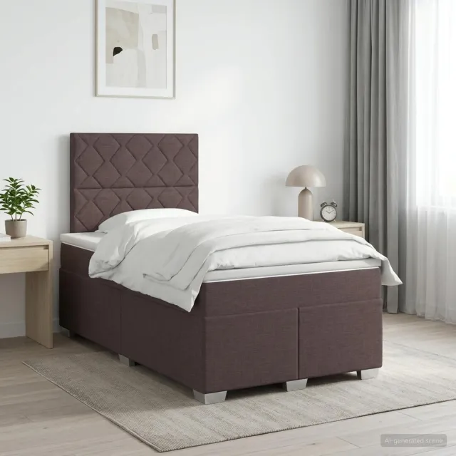 vidaXL Boxspringbed met matras Donkerbruin 120 x 200 cm Stof