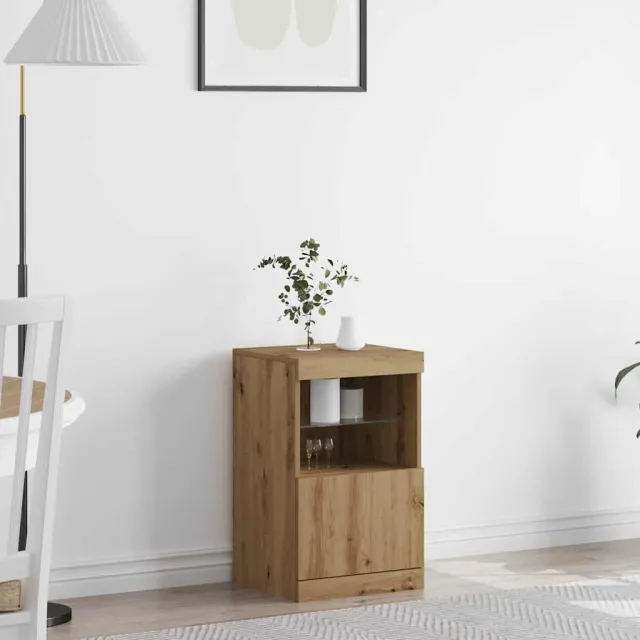vidaXL LED Sideboard Artisan Eiken 41 x 37 x 67 cm Bewerkt hout, foto 2