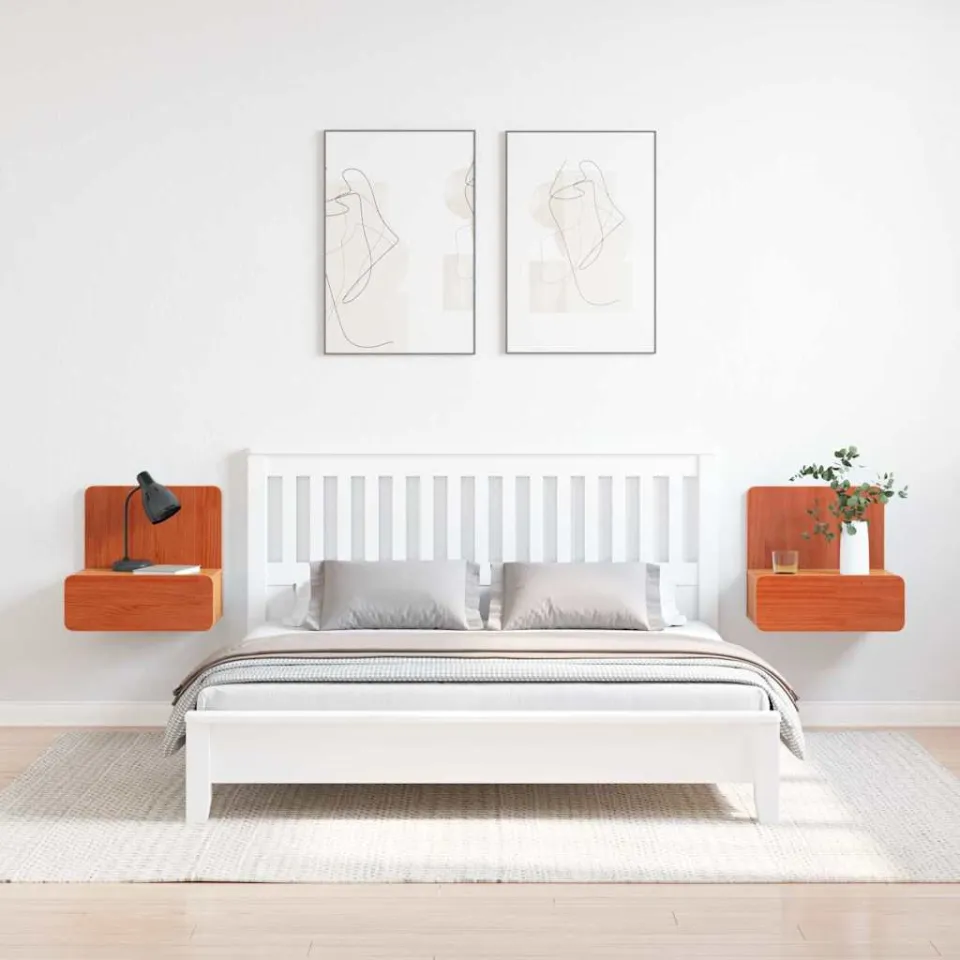 vidaXL Nachtkastje 2 st Wasbruin 44 x 32,5 x 40 cm Massief grenenhout bruin, foto 4