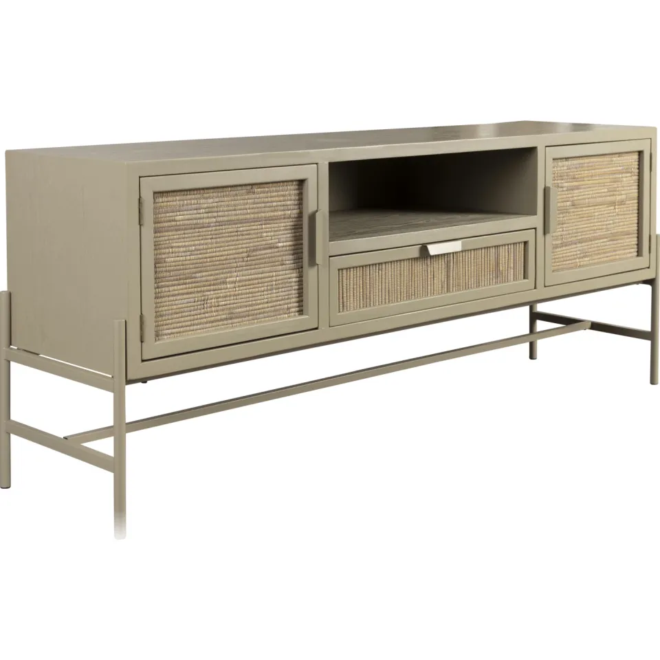 Dutchbone Yasu tv-meubel rattan 148 cm grijsgroen, foto 3