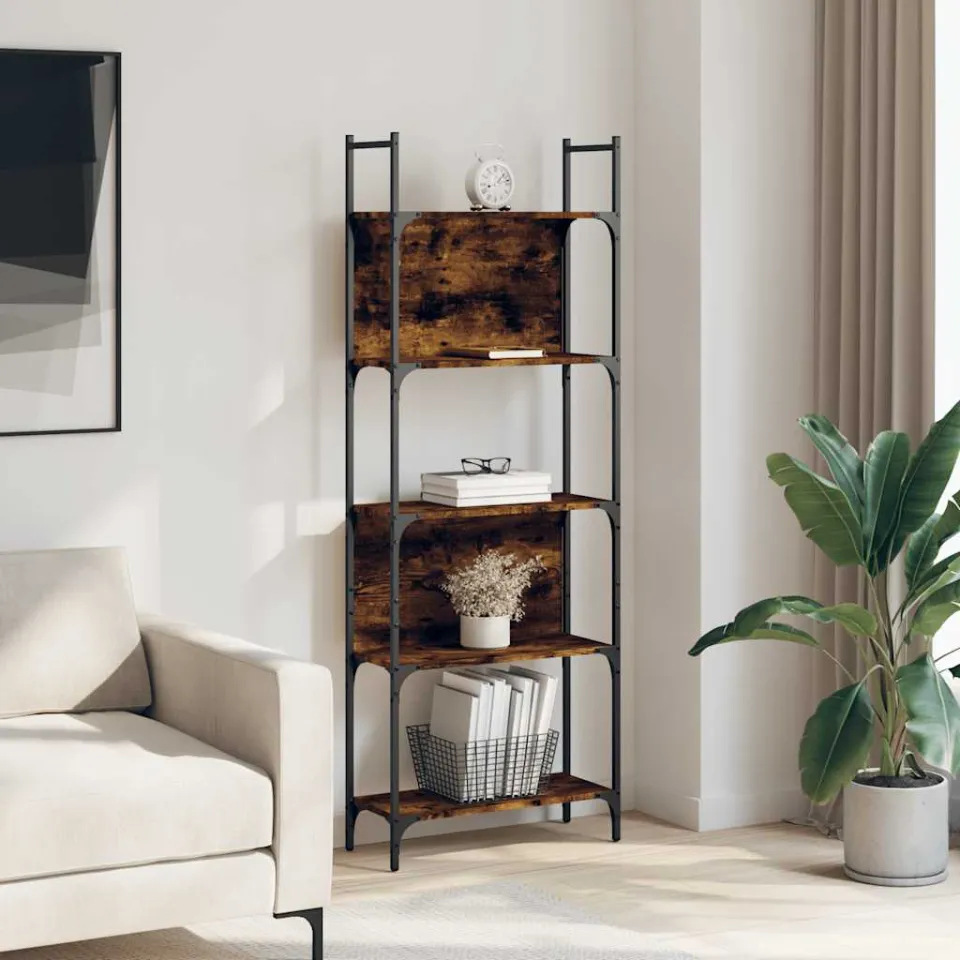 vidaXL Boekenkast 5-laags 60,5x24x166,5 cm bewerkt hout gerookt eiken, foto 2