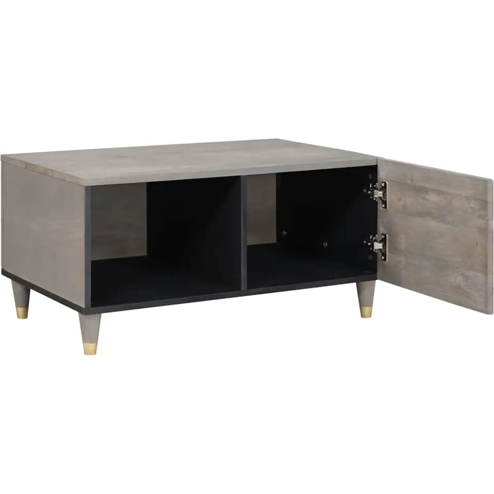 vidaXL Salontafel Grijs 80 x 50 x 40 cm Massief Mango Hout, foto 2