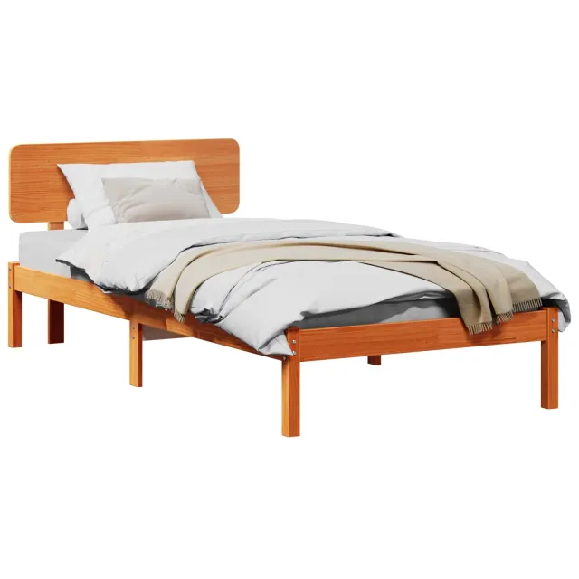 vidaXL Bedframe met hoofdeinde Wasbruin 90 x 200 cm Massief grenenhout