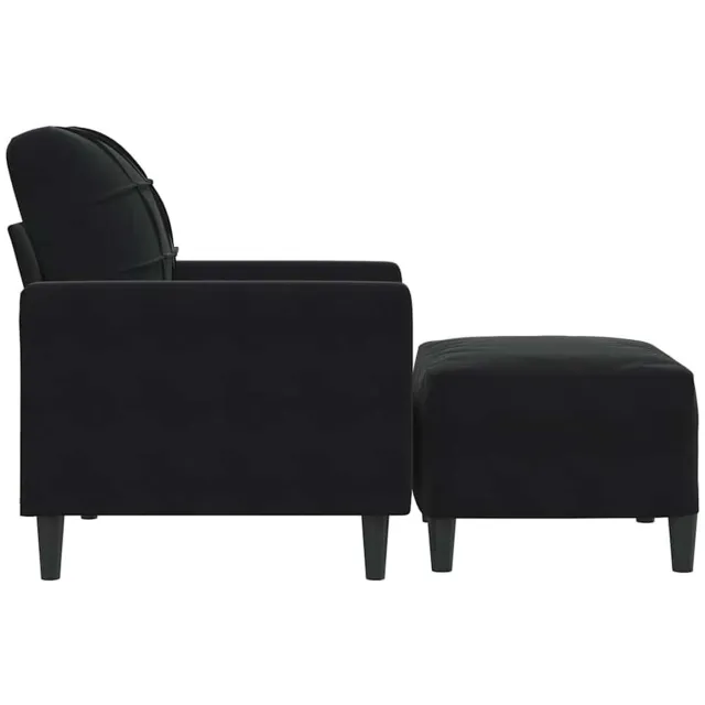 vidaXL Fauteuil - met - voetenbank - 60 - cm - fluweel - zwart