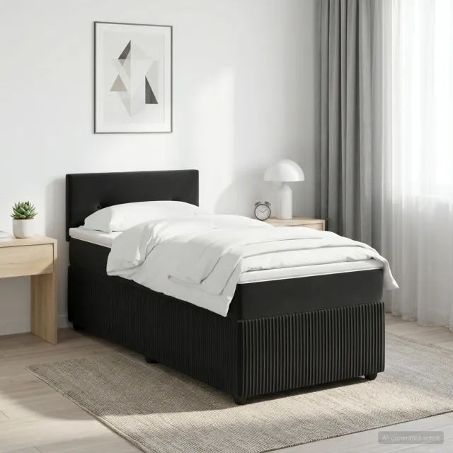 vidaXL Boxspringbed met matras Zwart 90 x 200 cm Fluweel
