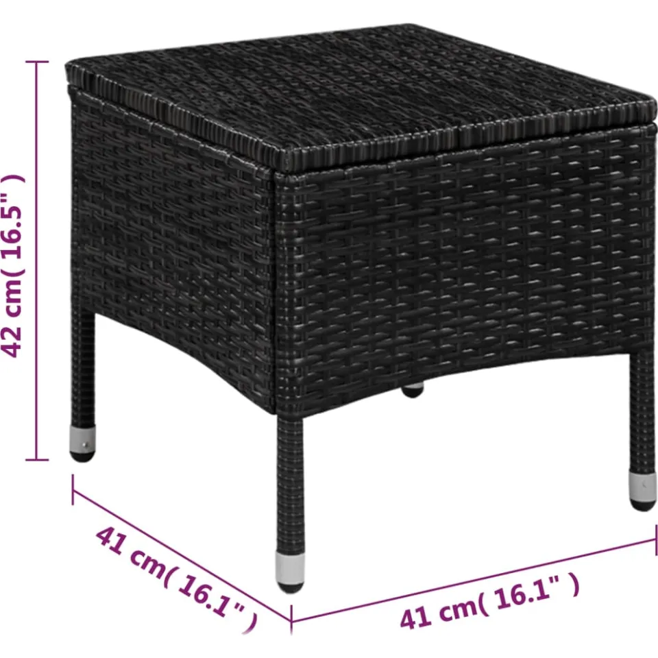 vidaXL 3-delige Bistroset poly rattan zwart, foto 4