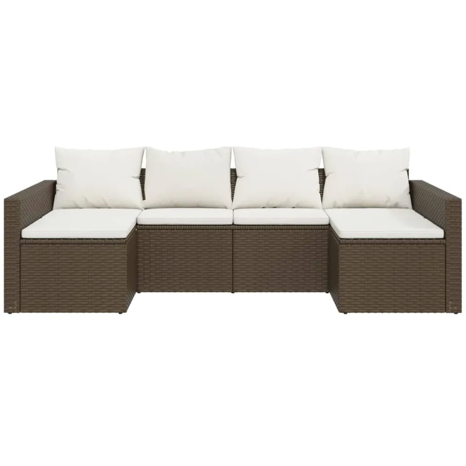 vidaXL 2-delige Loungeset met kussens poly rattan bruin, foto 3