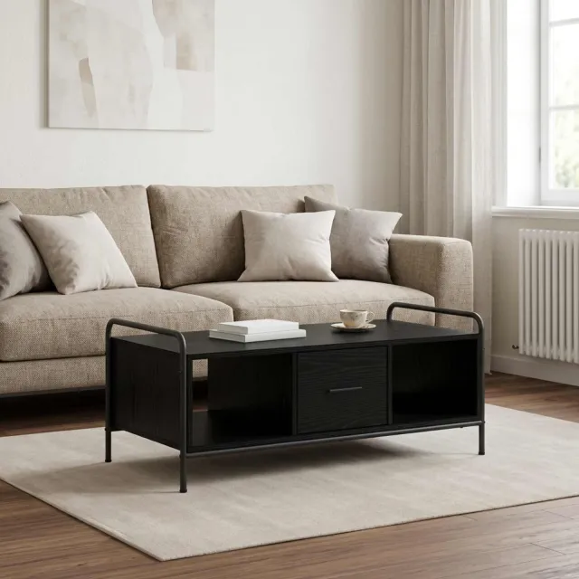 vidaXL Salontafel Zwart eiken 99,5 x 49 x 41 cm Bewerkt hout, foto 2