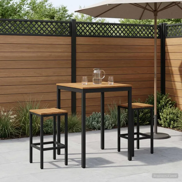 vidaXL Tuinbar Tafel NAARDEN Naturel en Zwart 80 x 80,5 x 105 cm, foto 2