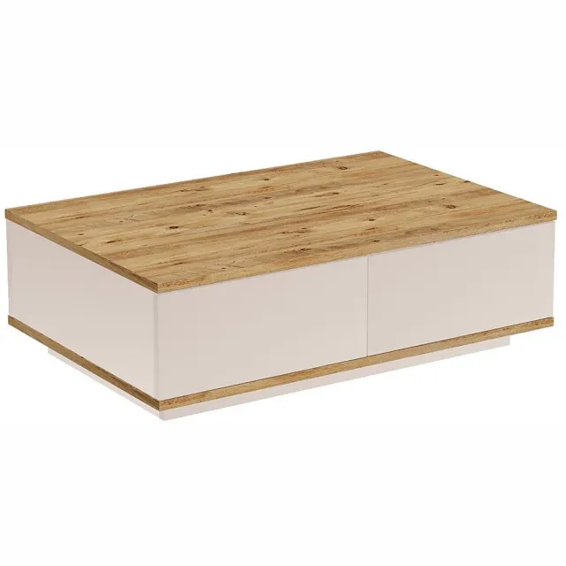 Vente-unique Salontafel met 2 deurtjes - Naturel en Beige - LOTULA Atlantische denKasjmier