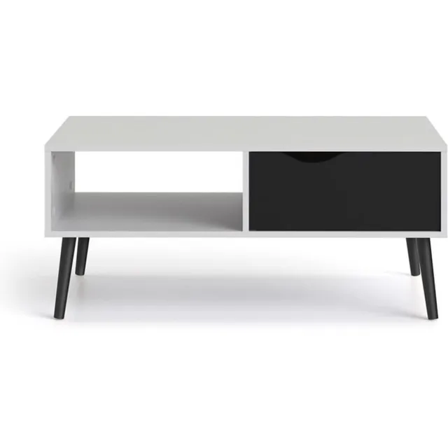 Tvilum Napoli salontafel met lade en plank zwart/wit