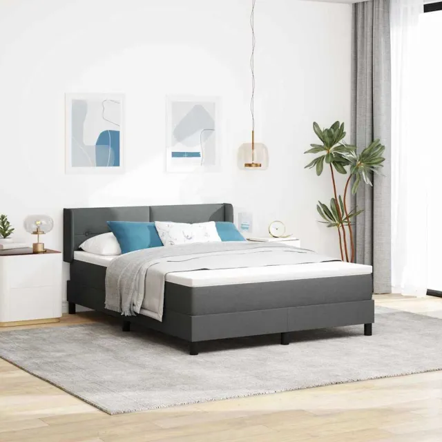vidaXL Boxspringbed met kussen Donkergrijs 190 x 140 cm Stof