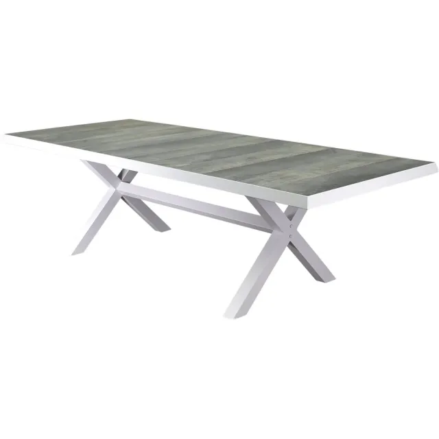 AVH-Collectie New Delhi dining tuintafel 224x103xH72,5 cm met kruispoot wit