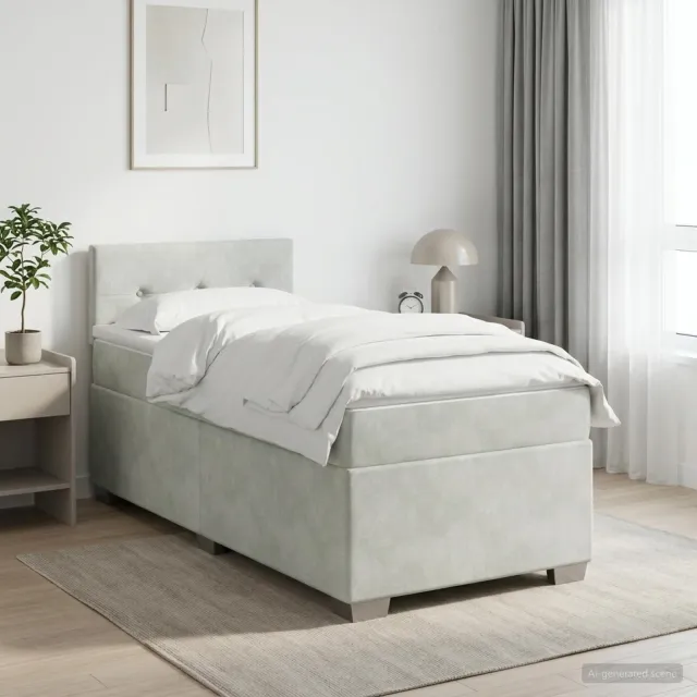 vidaXL Boxspringbed met matras Lichtgrijs 80 x 200 cm Fluweel
