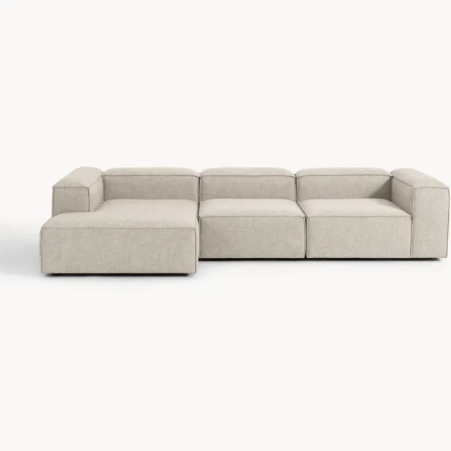 Westwing Collection Modulaire hoekbank Lennon van linnenmix (4-zits) Grijs