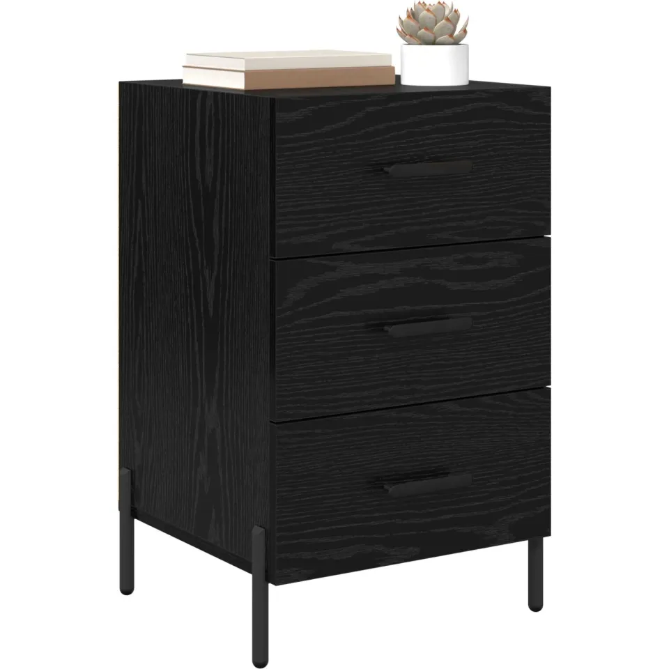 vidaXL Nachtkastje Zwart Eiken 40 x 40 x 66 cm Bewerkt hout