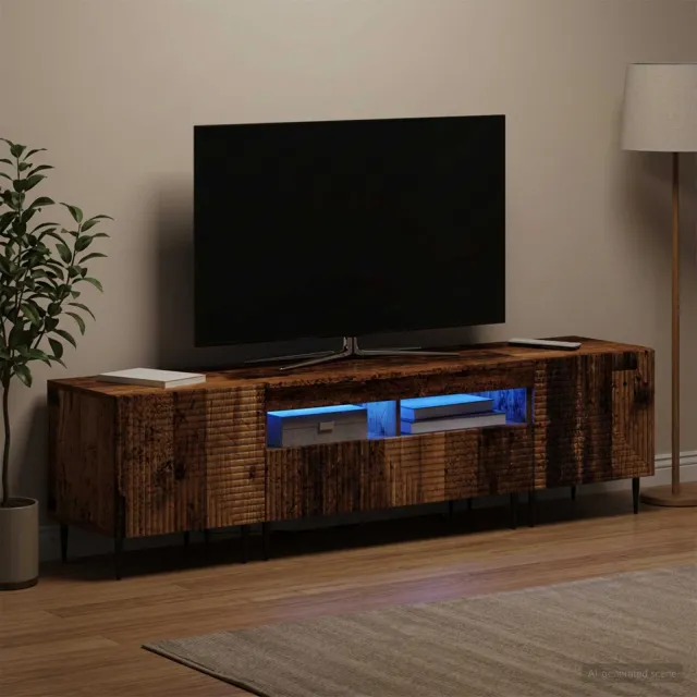 vidaXL 3-delige LED TV-kast Oud hout Bewerkt hout Grijs