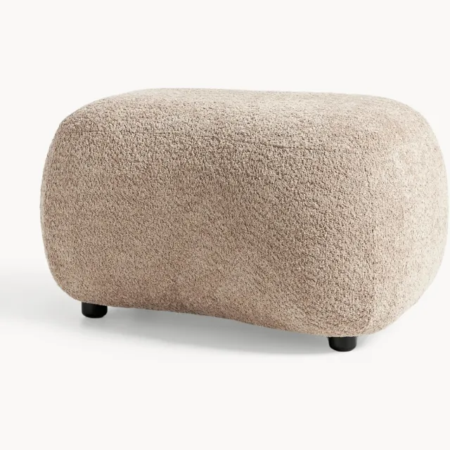 Westwing Collection Poef Alba uit teddy-bouclé Beige