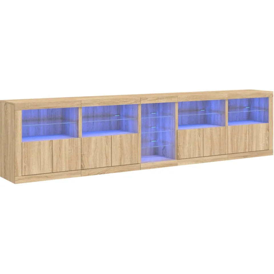 vidaXL Dressoir met LED-verlichting 283x37x67 cm sonoma eikenkleurig