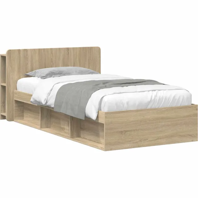 vidaXL Bedframe met opslag Sonoma Eiken 80 x 200 cm Bewerkt hout Bruin