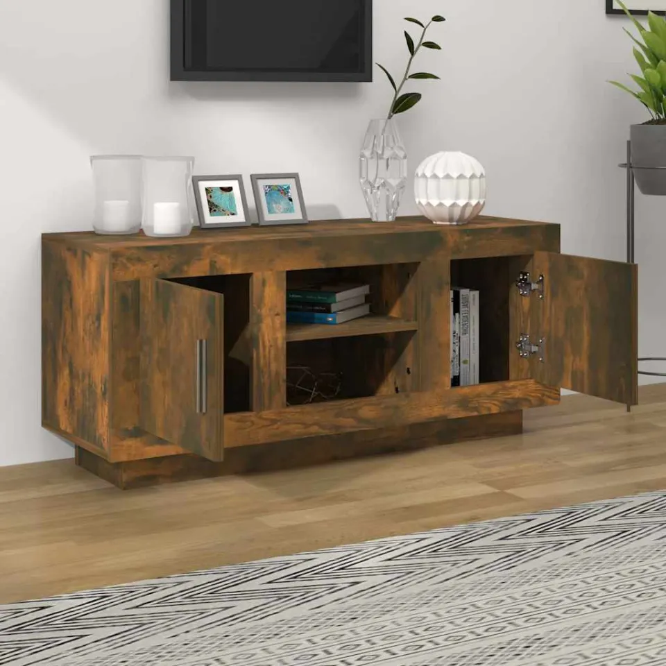 vidaXL Tv-meubel 102x35x45 cm bewerkt hout gerookt eikenkleurig, foto 3