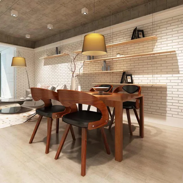 vidaXL Eetkamerstoelen 4 st gebogen hout en kunstleer bruin