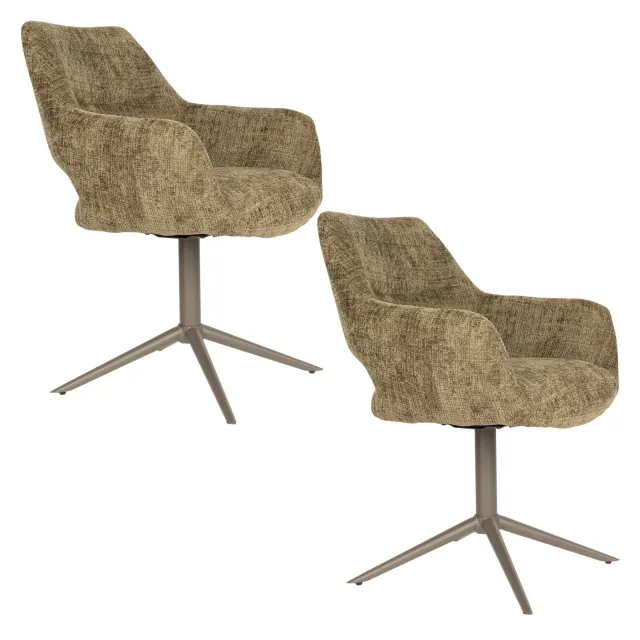 Housecraft Living Merel draaibare eetkamerstoel met armleuningen groen