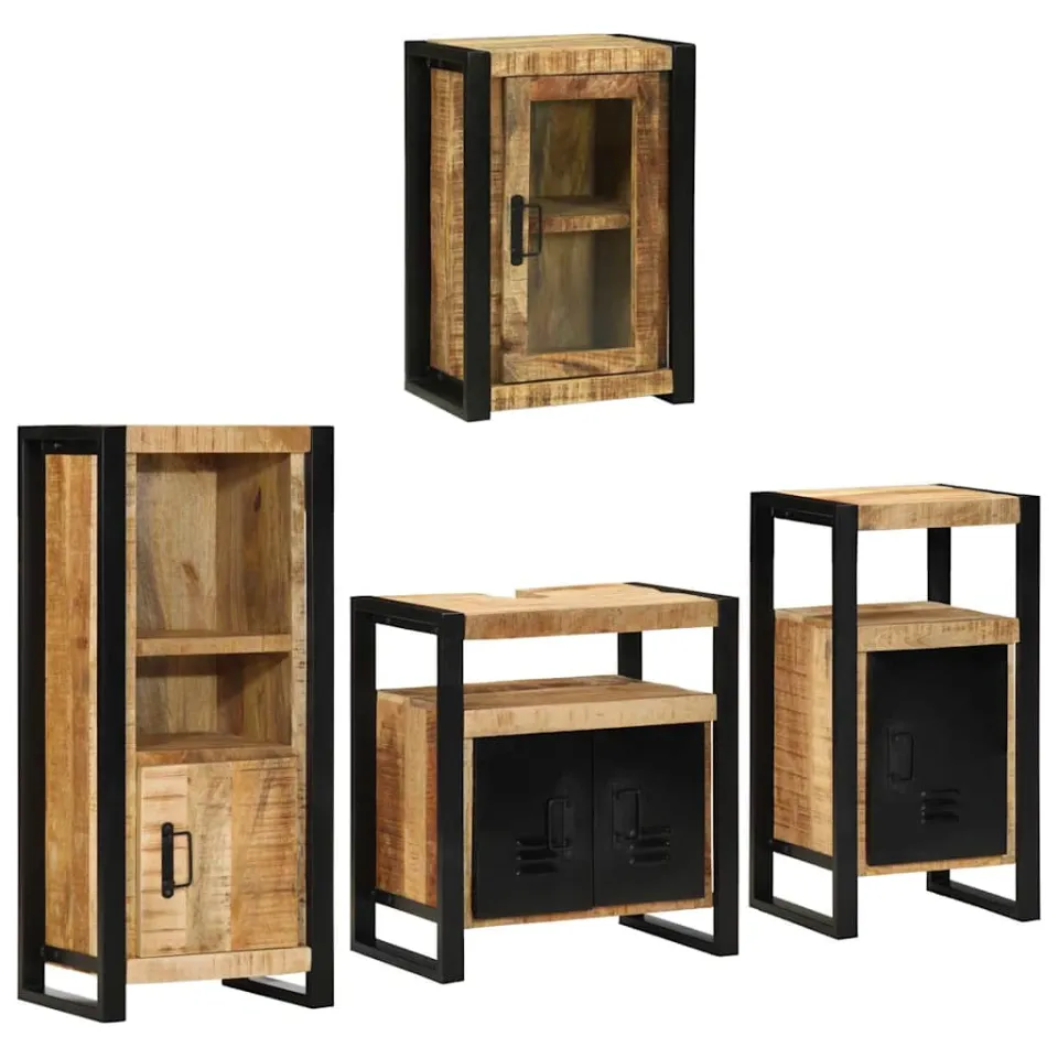 vidaXL Badkamermeubelset 4 st Bruin 55 x 35 x 60 cm Massief Mango Hout, foto 2