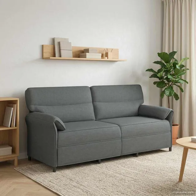 vidaXL 3-Zits Bank 3-zits Donkergrijs 198 x 83 x 95 cm Stof