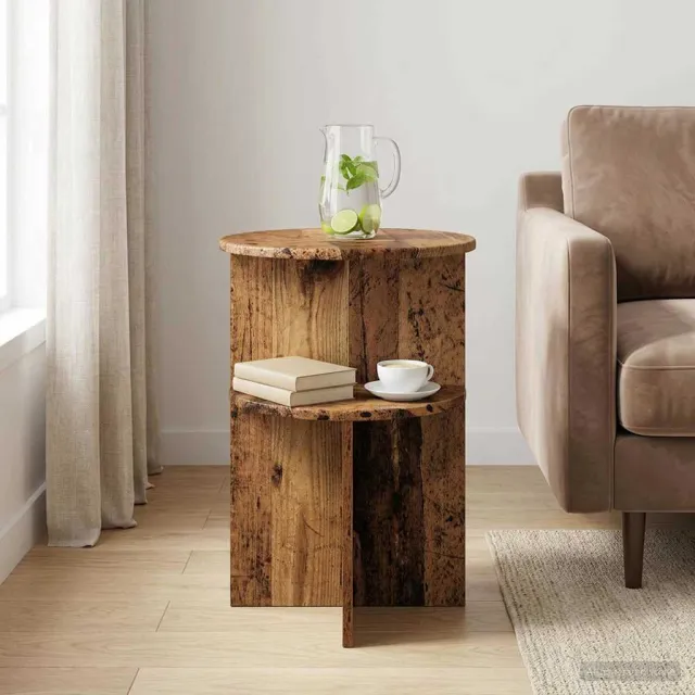 vidaXL Bijzettafel Oud hout Ø 39,5 x 55 cm Bewerkt hout Bruin