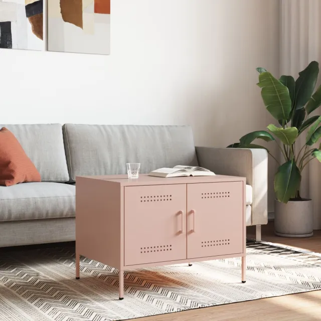 vidaXL Salontafel 68x50x50,5 cm staal roze, foto 2