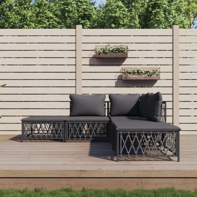 vidaXL 5-delige Loungeset met kussens staal antracietkleurig, foto 2