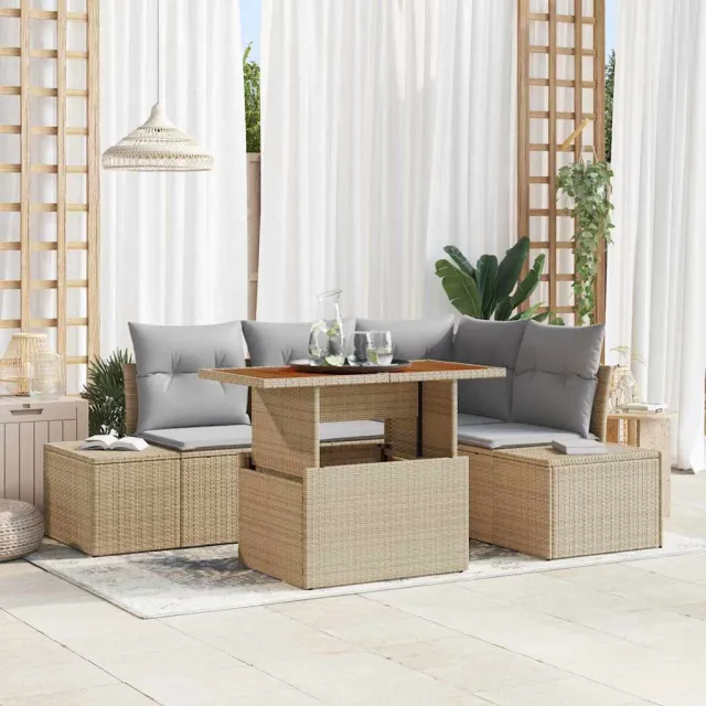 vidaXL Tuin Sofa Set 5 st Beige Poly riet