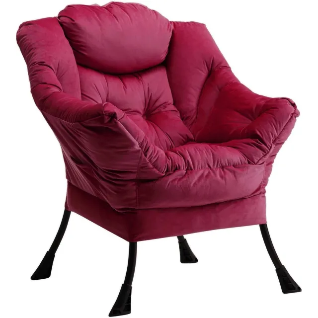 Ibenzoa Robuuste Zitstoel met Versterkt Stalen Onderstel en Premium Fluweel Bekleding - Rood