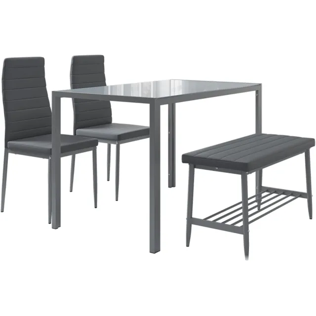 Vicco Grand Eettafel set – 120 x 70 cm 4-delige set Grijs