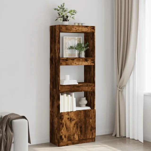 vidaXL Hoge kast 63x33x180 cm bewerkt hout gerookt eikenkleurig Bruin